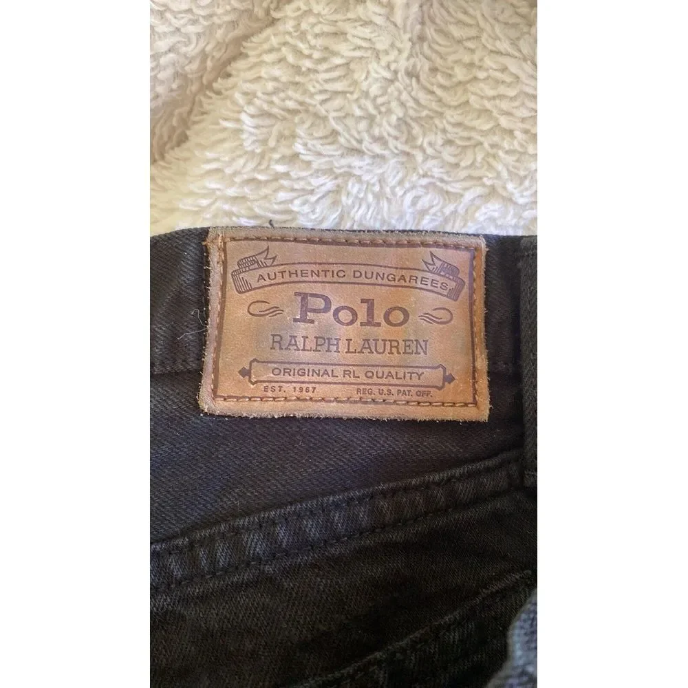 Polo Ralph Lauren Men's Jeans Black Denim Hudson Relaxed Straight 32x32 Logo EUC